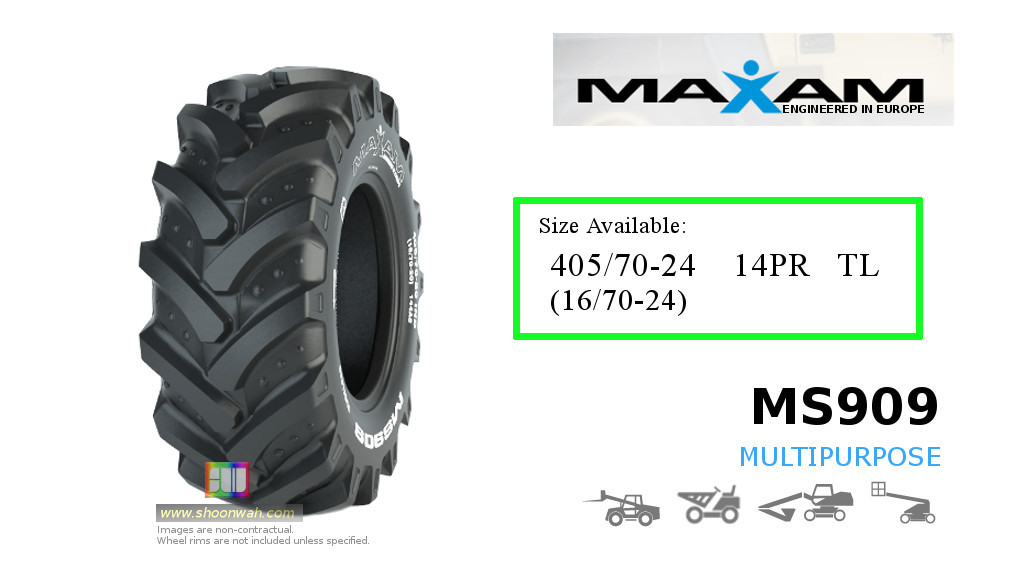 405/70-24 (16/70-24) Maxam 14PR MS909 Industrial Multipurpose Application Tubeless Tires